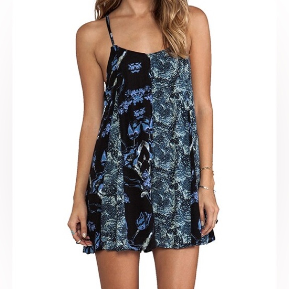 🆕 Free People Black Abstract Trapeze Romper L